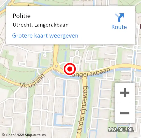 Locatie op kaart van de 112 melding: Politie Utrecht, Langerakbaan op 30 maart 2022 13:22