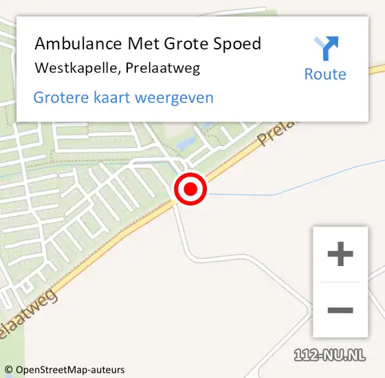 Locatie op kaart van de 112 melding: Ambulance Met Grote Spoed Naar Westkapelle, Prelaatweg op 12 juli 2014 18:05