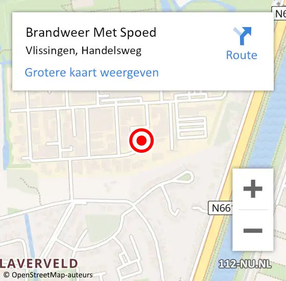 Locatie op kaart van de 112 melding: Brandweer Met Spoed Naar Vlissingen, Handelsweg op 30 maart 2022 13:28