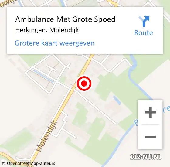 Locatie op kaart van de 112 melding: Ambulance Met Grote Spoed Naar Herkingen, Molendijk op 30 maart 2022 13:29