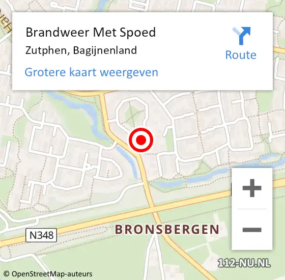 Locatie op kaart van de 112 melding: Brandweer Met Spoed Naar Zutphen, Bagijnenland op 30 maart 2022 13:31