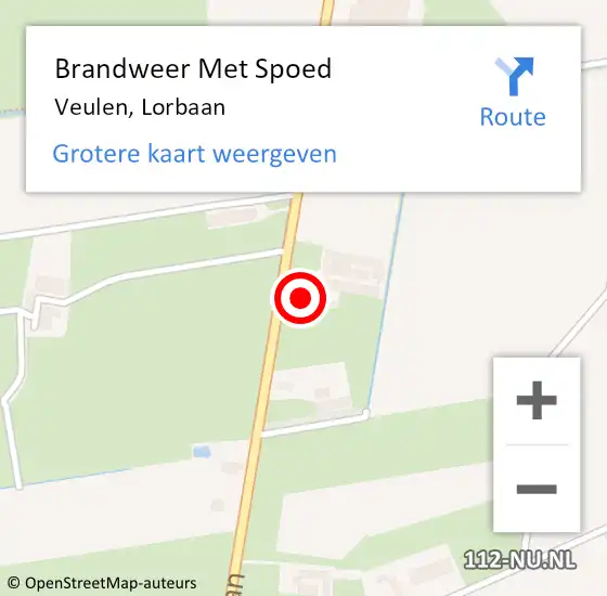 Locatie op kaart van de 112 melding: Brandweer Met Spoed Naar Veulen, Lorbaan op 30 maart 2022 13:44