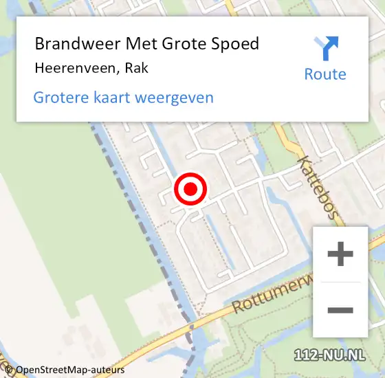 Locatie op kaart van de 112 melding: Brandweer Met Grote Spoed Naar Heerenveen, Rak op 30 maart 2022 14:34