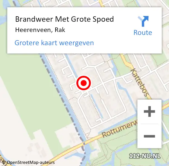 Locatie op kaart van de 112 melding: Brandweer Met Grote Spoed Naar Heerenveen, Rak op 30 maart 2022 14:37