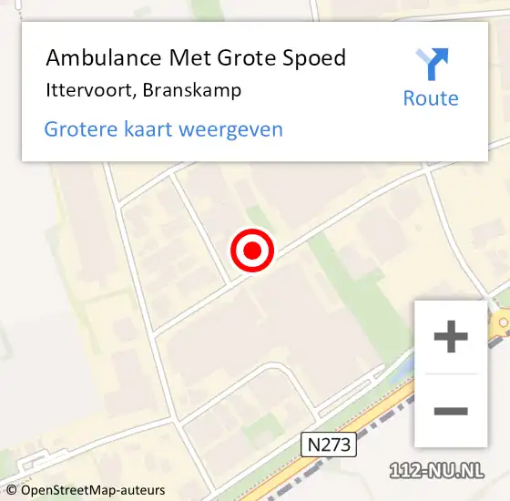 Locatie op kaart van de 112 melding: Ambulance Met Grote Spoed Naar Ittervoort, Branskamp op 30 maart 2022 14:46