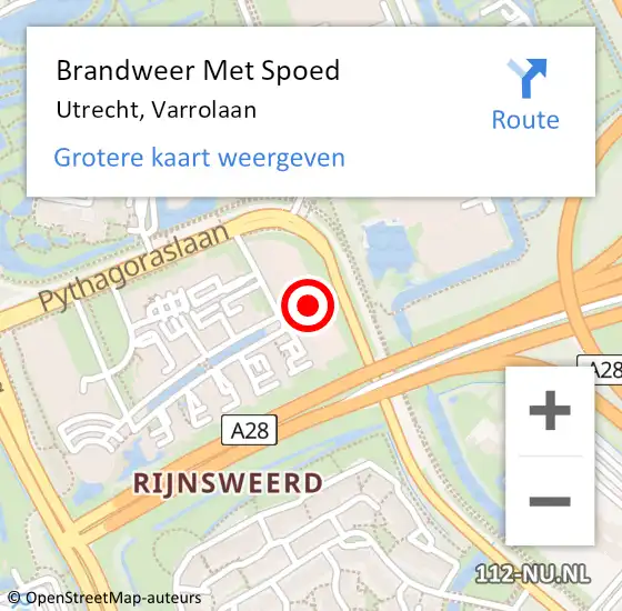 Locatie op kaart van de 112 melding: Brandweer Met Spoed Naar Utrecht, Varrolaan op 30 maart 2022 15:01