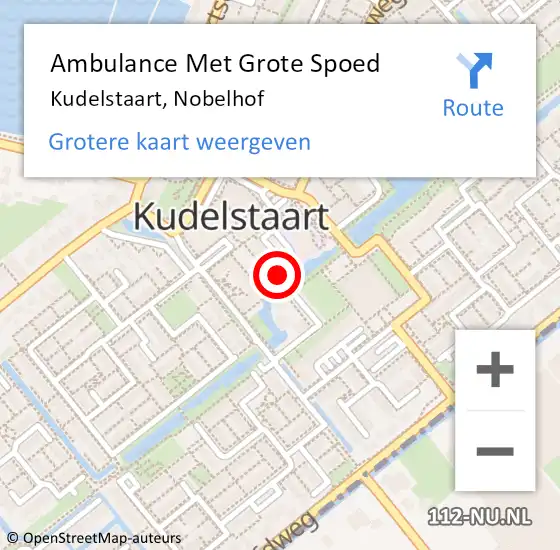 Locatie op kaart van de 112 melding: Ambulance Met Grote Spoed Naar Kudelstaart, Nobelhof op 30 maart 2022 15:07