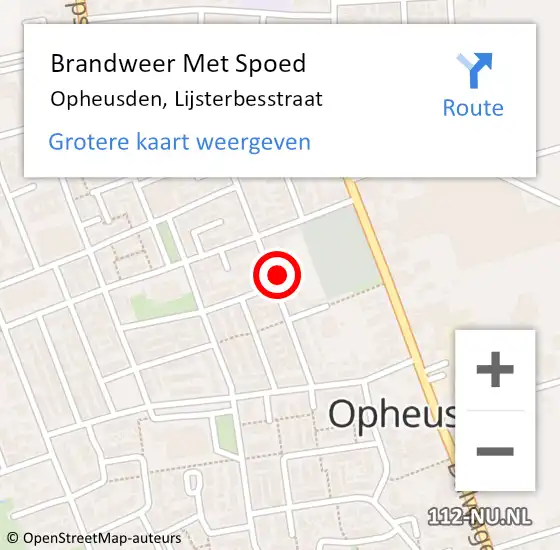 Locatie op kaart van de 112 melding: Brandweer Met Spoed Naar Opheusden, Lijsterbesstraat op 12 juli 2014 18:18