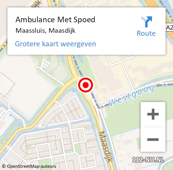 Locatie op kaart van de 112 melding: Ambulance Met Spoed Naar Maassluis, Maasdijk op 30 maart 2022 15:41