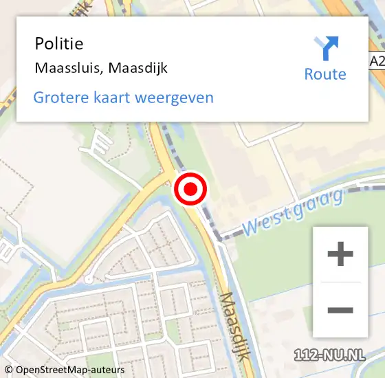 Locatie op kaart van de 112 melding: Politie Maassluis, Maasdijk op 30 maart 2022 15:41