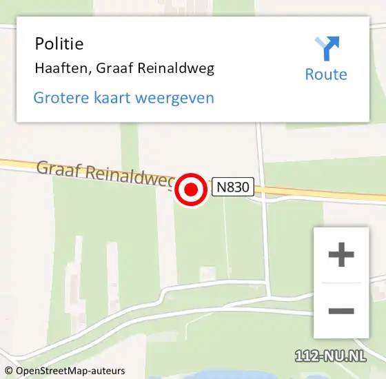 Locatie op kaart van de 112 melding: Politie Haaften, Graaf Reinaldweg op 12 juli 2014 18:20