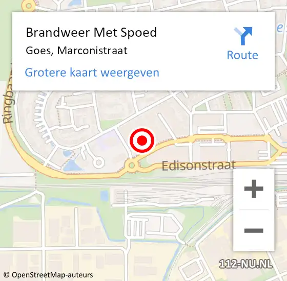 Locatie op kaart van de 112 melding: Brandweer Met Spoed Naar Goes, Marconistraat op 30 maart 2022 15:48