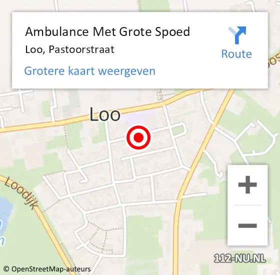 Locatie op kaart van de 112 melding: Ambulance Met Grote Spoed Naar Loo, Pastoorstraat op 30 maart 2022 16:11