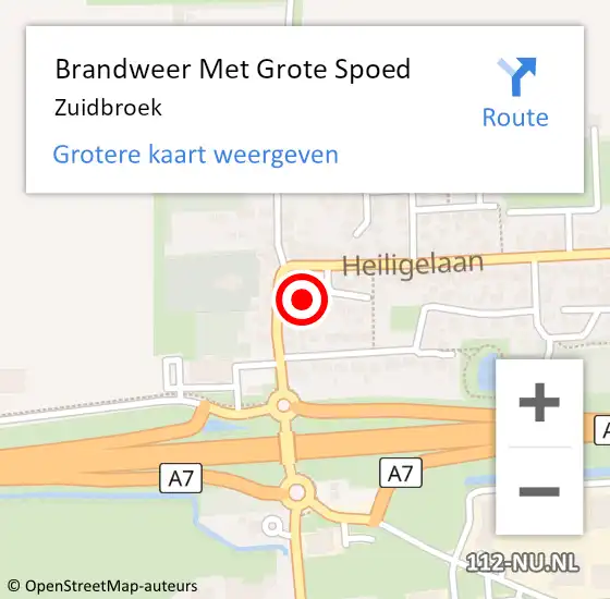 Locatie op kaart van de 112 melding: Brandweer Met Grote Spoed Naar Zuidbroek op 30 maart 2022 16:15