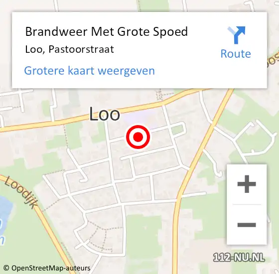 Locatie op kaart van de 112 melding: Brandweer Met Grote Spoed Naar Loo, Pastoorstraat op 30 maart 2022 16:15