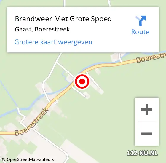 Locatie op kaart van de 112 melding: Brandweer Met Grote Spoed Naar Gaast, Boerestreek op 30 maart 2022 16:42