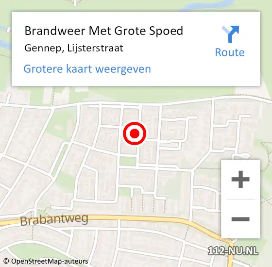 Locatie op kaart van de 112 melding: Brandweer Met Grote Spoed Naar Gennep, Lijsterstraat op 30 maart 2022 16:43