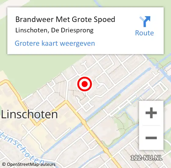 Locatie op kaart van de 112 melding: Brandweer Met Grote Spoed Naar Linschoten, De Driesprong op 30 maart 2022 16:50