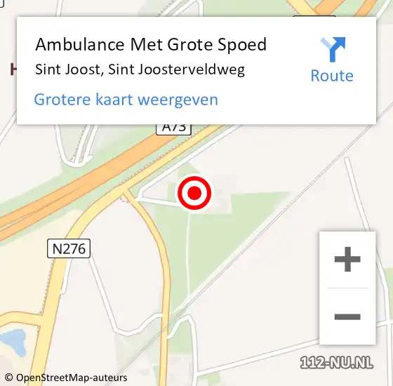 Locatie op kaart van de 112 melding: Ambulance Met Grote Spoed Naar Sint Joost, Sint Joosterveldweg op 12 juli 2014 18:29