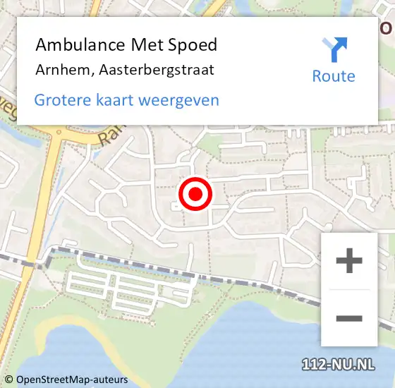 Locatie op kaart van de 112 melding: Ambulance Met Spoed Naar Arnhem, Aasterbergstraat op 30 maart 2022 17:04