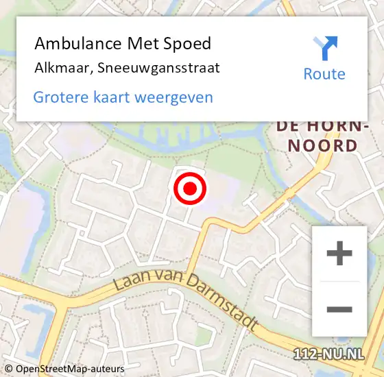 Locatie op kaart van de 112 melding: Ambulance Met Spoed Naar Alkmaar, Sneeuwgansstraat op 30 maart 2022 17:22