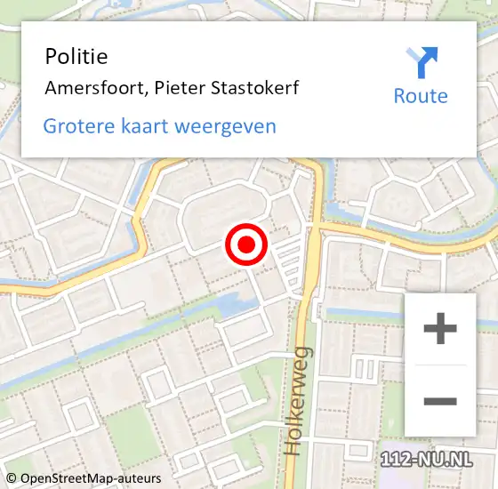 Locatie op kaart van de 112 melding: Politie Amersfoort, Pieter Stastokerf op 30 maart 2022 17:46