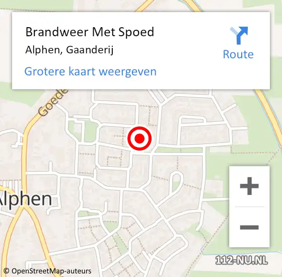 Locatie op kaart van de 112 melding: Brandweer Met Spoed Naar Alphen, Gaanderij op 30 maart 2022 17:56