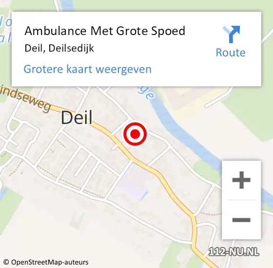 Locatie op kaart van de 112 melding: Ambulance Met Grote Spoed Naar Deil, Deilsedijk op 30 maart 2022 17:58