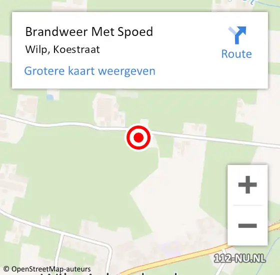 Locatie op kaart van de 112 melding: Brandweer Met Spoed Naar Wilp, Koestraat op 30 maart 2022 18:00