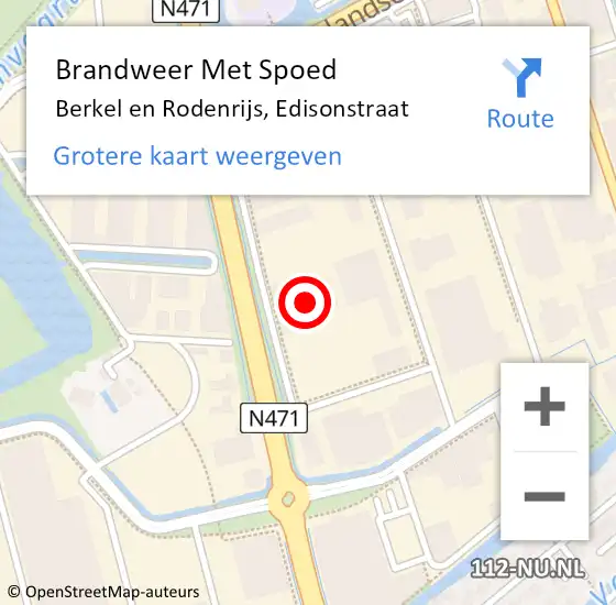 Locatie op kaart van de 112 melding: Brandweer Met Spoed Naar Berkel en Rodenrijs, Edisonstraat op 30 maart 2022 18:09