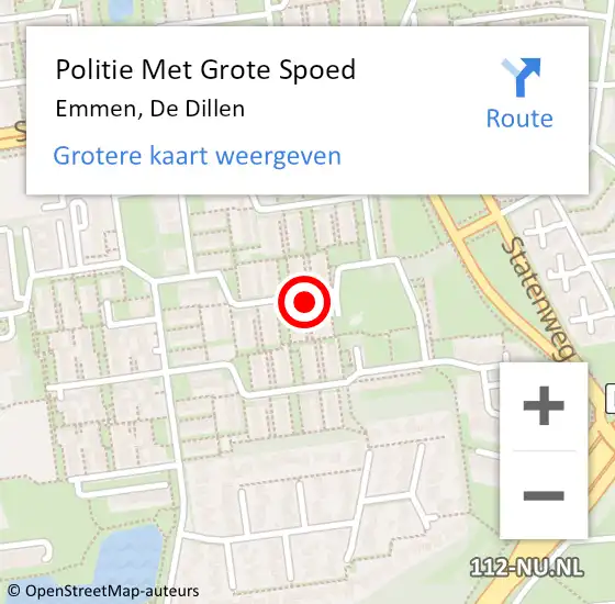 Locatie op kaart van de 112 melding: Politie Met Grote Spoed Naar Emmen, De Dillen op 30 maart 2022 18:27