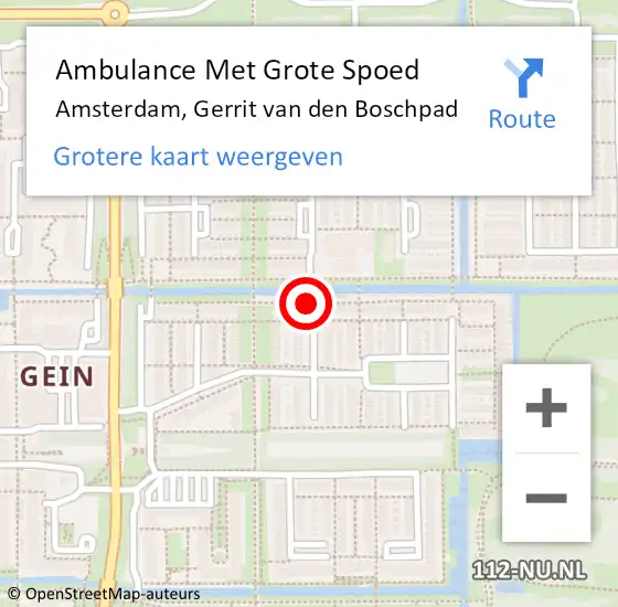 Locatie op kaart van de 112 melding: Ambulance Met Grote Spoed Naar Amsterdam-Zuidoost, Gerrit van den Boschpad op 30 maart 2022 18:38