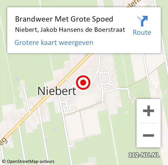 Locatie op kaart van de 112 melding: Brandweer Met Grote Spoed Naar Niebert, Jakob Hansens de Boerstraat op 30 maart 2022 18:43