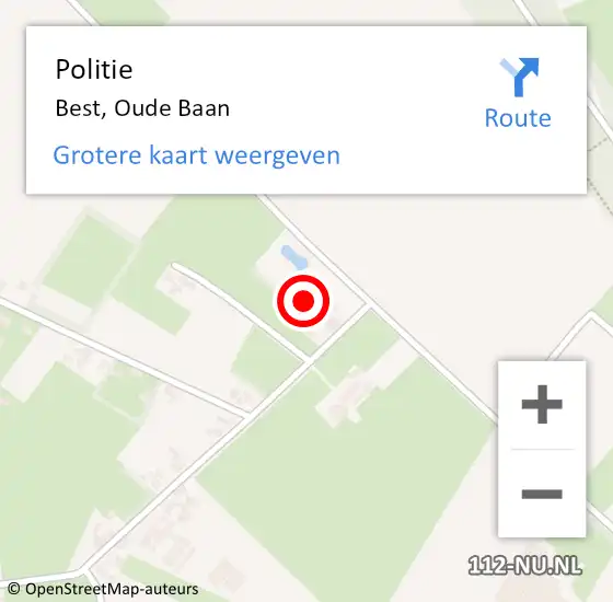 Locatie op kaart van de 112 melding: Politie Best, Oude Baan op 30 maart 2022 18:49