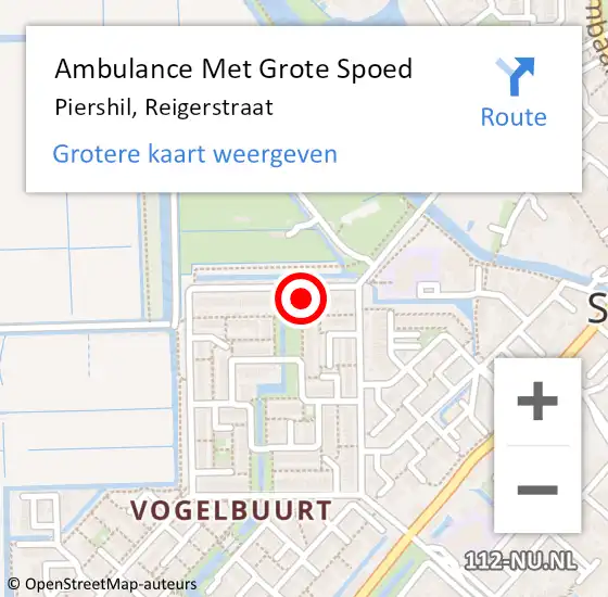 Locatie op kaart van de 112 melding: Ambulance Met Grote Spoed Naar Piershil, Reigerstraat op 30 maart 2022 18:54