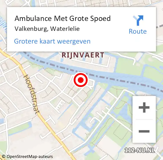 Locatie op kaart van de 112 melding: Ambulance Met Grote Spoed Naar Valkenburg, Waterlelie op 30 maart 2022 18:58