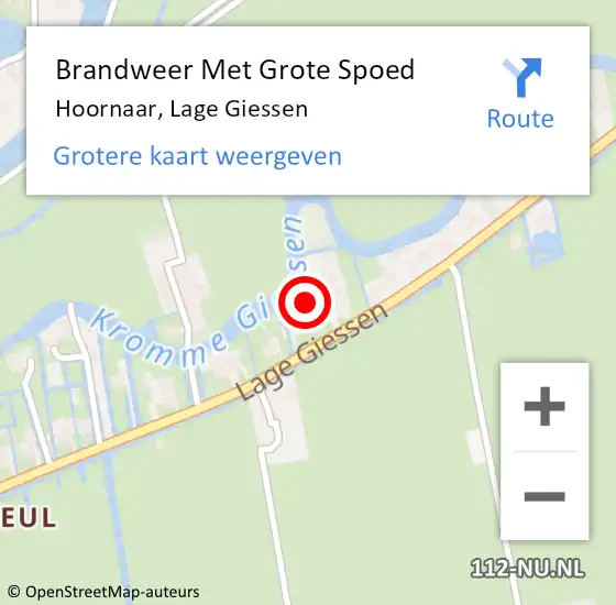 Locatie op kaart van de 112 melding: Brandweer Met Grote Spoed Naar Hoornaar, Lage Giessen op 30 maart 2022 18:58