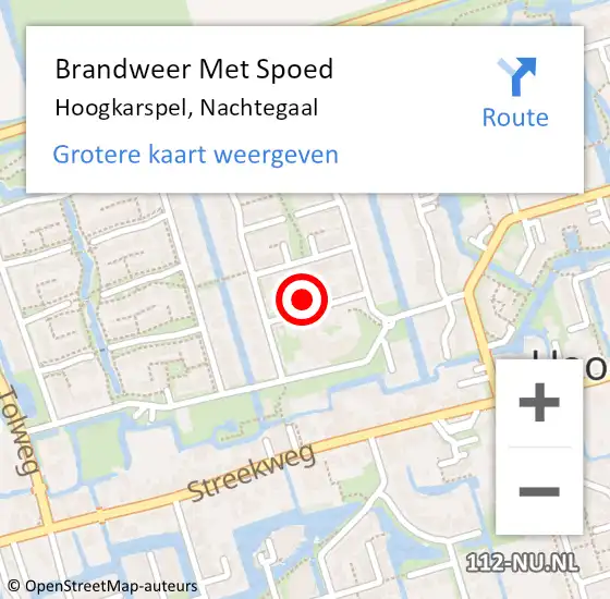 Locatie op kaart van de 112 melding: Brandweer Met Spoed Naar Hoogkarspel, Nachtegaal op 30 maart 2022 18:59