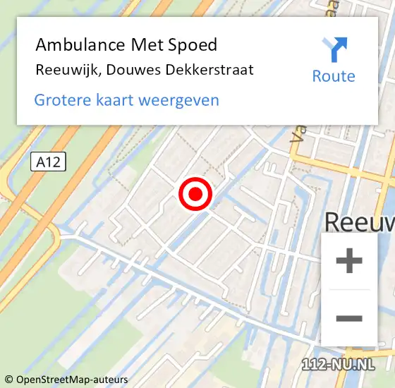 Locatie op kaart van de 112 melding: Ambulance Met Spoed Naar Reeuwijk, Douwes Dekkerstraat op 30 maart 2022 19:07