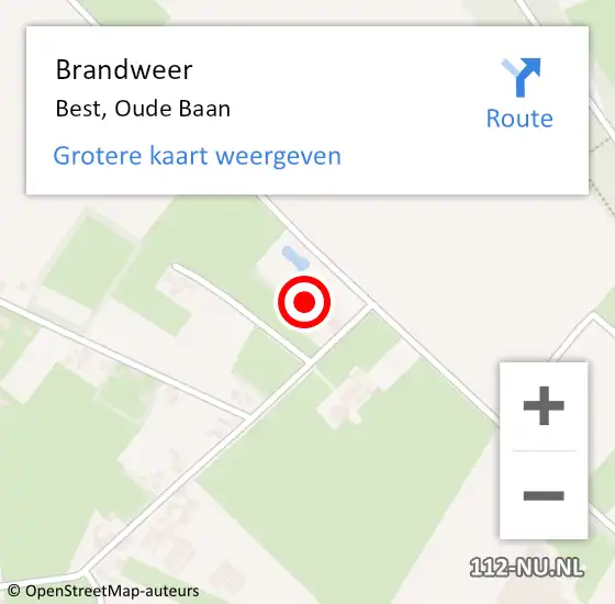 Locatie op kaart van de 112 melding: Brandweer Best, Oude Baan op 30 maart 2022 19:27