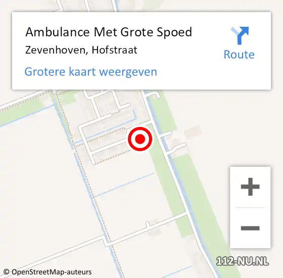 Locatie op kaart van de 112 melding: Ambulance Met Grote Spoed Naar Zevenhoven, Hofstraat op 30 maart 2022 19:30