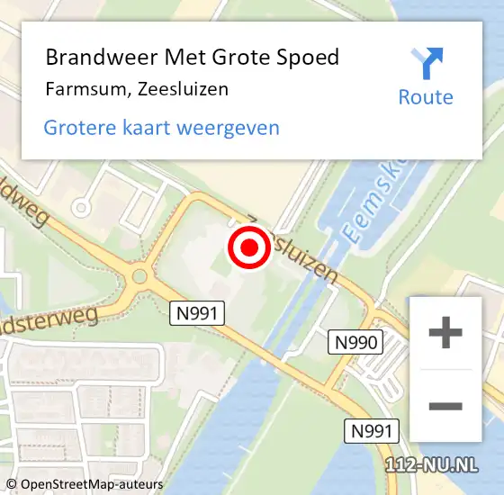 Locatie op kaart van de 112 melding: Brandweer Met Grote Spoed Naar Farmsum, Zeesluizen op 30 maart 2022 19:42