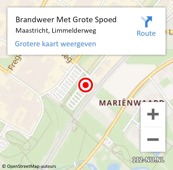 Locatie op kaart van de 112 melding: Brandweer Met Grote Spoed Naar Maastricht, Limmelderweg op 30 maart 2022 19:54