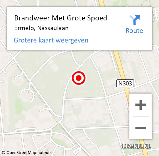 Locatie op kaart van de 112 melding: Brandweer Met Grote Spoed Naar Ermelo, Nassaulaan op 30 maart 2022 20:01