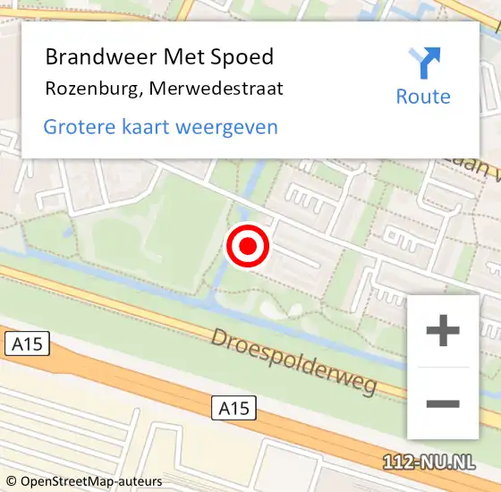 Locatie op kaart van de 112 melding: Brandweer Met Spoed Naar Rozenburg, Merwedestraat op 30 maart 2022 20:03