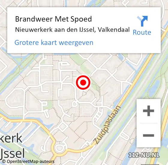 Locatie op kaart van de 112 melding: Brandweer Met Spoed Naar Nieuwerkerk aan den IJssel, Valkendaal op 30 maart 2022 20:14