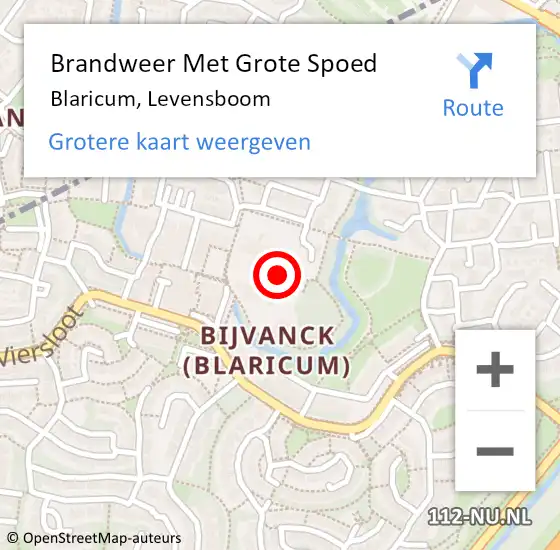 Locatie op kaart van de 112 melding: Brandweer Met Grote Spoed Naar Blaricum, Levensboom op 30 maart 2022 20:28