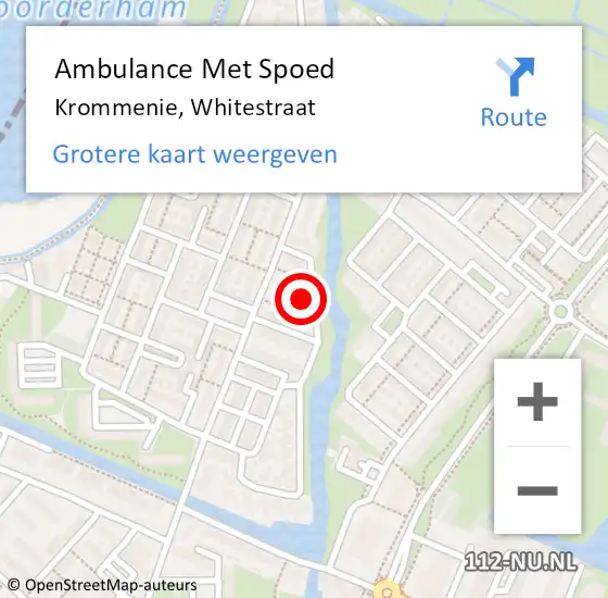 Locatie op kaart van de 112 melding: Ambulance Met Spoed Naar Krommenie, Whitestraat op 30 maart 2022 20:30