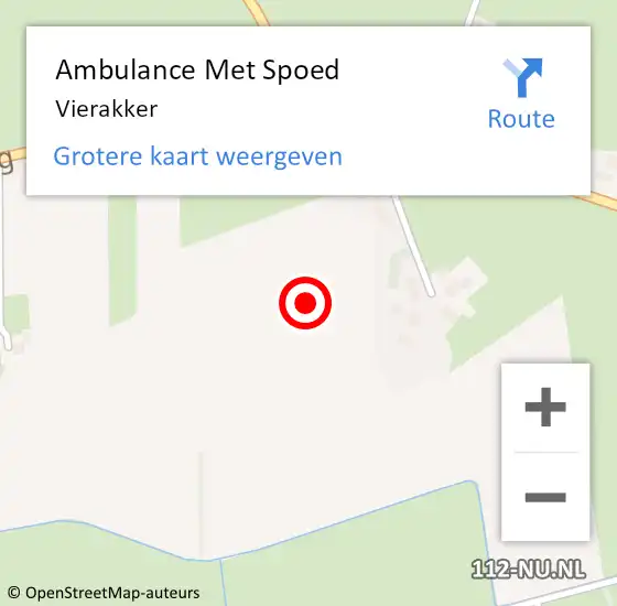 Locatie op kaart van de 112 melding: Ambulance Met Spoed Naar Vierakker op 30 maart 2022 20:53