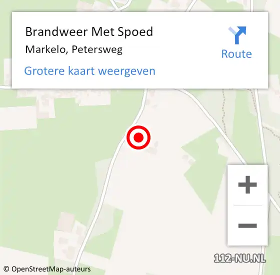 Locatie op kaart van de 112 melding: Brandweer Met Spoed Naar Markelo, Petersweg op 30 maart 2022 21:18